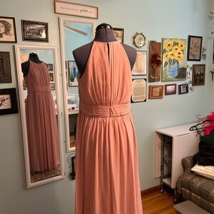 Elegant Pink Halter Dress
